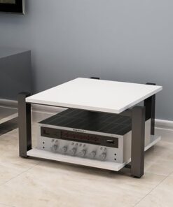 Support multimédia sur Pied, Support Audio Mobile, Support de Jeu, Support HiFi, Meuble pour Composants Audio, Facile à Assembler, pour Salon, Salle de Jeux, Salle d'enregistrement, réunion