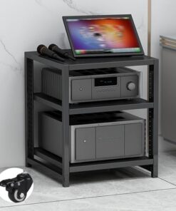 Étagère Audio-vidéo Support multimédia AV avec roulettes Support HiFi Meuble stéréo Étagère pour Console de Jeu Support DVD à 3/4/5/6 Niveaux Tour de Support avec étagères réglables Supports