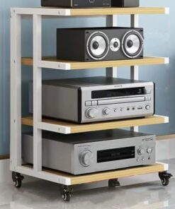 Support audio, support Hifi, meuble AV, support multimédia, meuble à composants audio et vidéo avec roue de frein, support stéréo à 4/5/6 niveaux, support d'angle, tour audio, meuble audio o
