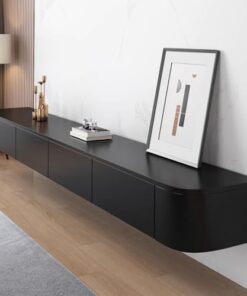 Générique Meuble TV Flottant pour Salon, Meuble TV Mural, Support TV Suspendu avec tiroirs, Console multimédia TV (Noir, 160 cm/63,0 Pouces)