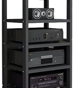 Support multimédia AV à 5 niveaux, meuble d'angle en bois, support audio stéréo, support multimédia multifonctionnel, lecteur CD pour la maison/le bureau (couleur : Style-4, taille : 60 x 40