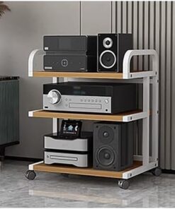 Meuble stéréo de Salon avec roulettes, Grand Support multimédia Audio-vidéo Moderne, Support de Composants stéréo de Divertissement de Grande capacité (Couleur : 3 Niveaux-D)