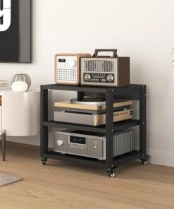 Meuble de Composants Audio vidéo Mobile à 3 Niveaux, Support d'enceinte, Support multimédia, Support TV d'angle, Support et Support HiFi, Meuble de Support d'enceinte pour Salon, Salle de j