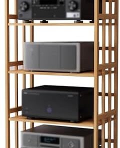 Meuble de rangement pour composants stéréo de bureau à domicile à 5 niveaux, support multimédia autonome pour salon, étagères audio-vidéo modernes, étagère ouverte pour équipement électroniq