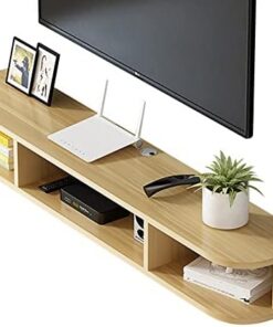 Meuble TV flottant Étagère TV murale Centre de divertissement, Meuble TV flottant Composant d'armoire pour console vidéo Boîte à câbles/unité de rangement Audio (Couleur : Couleur bois, Tail
