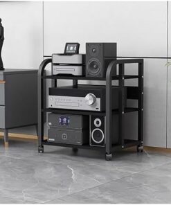 Système de Rack stéréo Domestique avec étagère réglable en Hauteur et roulettes, Armoire de Composants Audio/vidéo Robuste pour amplificateurs/lecteurs/Accessoires TV (Couleur : 2 Niveaux AV