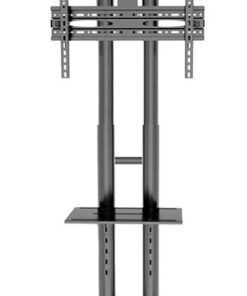 Support TV Mobile, Meuble TV sur roulettes, Chariot de Sol Mobile avec 2 Plateaux, Support Extra Haut pour écrans Plasma/LCD/LED