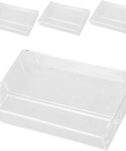 Cabilock 4 pièces Boîte de Rangement Cassette Audio Rétro Transparente Organisateur Multifonction Plastique pour Cassettes Support Vintage pour Bureau et Maison