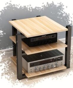 Meuble multimédia AV 2/3/4 Niveaux, étagère Audio-vidéo, Meuble de Rangement multimédia, Support stéréo Moderne, Tour Audio pour équipement Audio HiFi (Noyer Clair, 3 Niveaux)