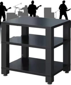 Meuble de Rangement multimédia HiFi à 2, 3 ou 4 Niveaux, Support pour Tourne-Disque, Support pour équipement audiovisuel Absorbant Les Chocs, Support multimédia Ouvert et Mobile (Noir, 60 x