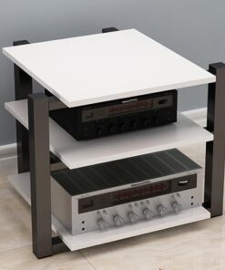 Support Audio Domestique, Support pour Tourne-Disque en métal, étagère d'angle Robuste à 2, 3 ou 4 Niveaux pour cinéma, Bureau, Meuble stéréo (Blanc, 3 Niveaux)