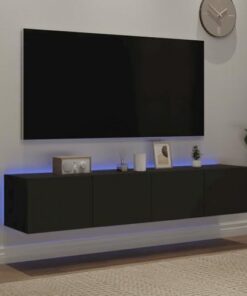 Générique Meuble TV Flottant avec lumières LED, Meuble TV Flottant avec Rangement, étagère TV Flottante pour Centre de Divertissement Mural, 160 cm (Gris béton)