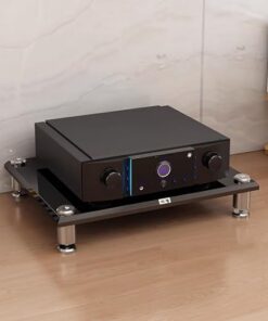 Meuble de Rangement multimédia AV pour système stéréo Domestique, Support Audio vidéo Haut à 4 Niveaux pour Salon, Salle de Jeux, Salle d'enregistrement, organise Les Composants de divertiss