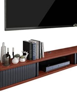 Générique Meuble TV Mural 31,4/39,3/47,2/55,1 Pouces Support TV Flottant Mural, étagère de Rangement de Divertissement pour Console multimédia, Meuble TV Mural avec 2 tiroirs Homeniture/D/140 cm