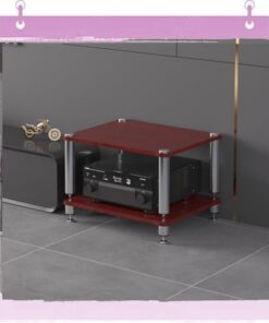 Meuble de Rangement AV 3/4 Niveaux, Support HiFi, Support d'amplificateur, Support Audio, Centre multimédia Ouvert, Support multimédia Audio-vidéo Moderne d'angle (Teck, 2 Niveaux)