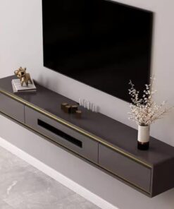 Générique Meuble TV Flottant 120/140160/180 cm Meuble TV Flottant Meuble TV Mural Étagère de Rangement multimédia pour Salon et Bureau (Noir, 140 x 24 x 21 cm)