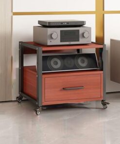 Générique Support Audio d'angle Mobile, Support stéréo avec tiroir, Support multimédia avec roulettes universelles, Support Audio sur Pied à 3/4/5 Niveaux, Support multimédia AV, étagère d'angle pour
