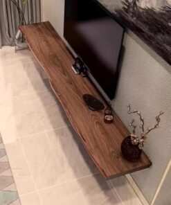 Étagères flottantes en bois massif, support TV flottant avec étagère de rangement, meuble TV mural, bureau/table d'appoint, manteau vivant, console TV multimédia flottante pour la maison, le