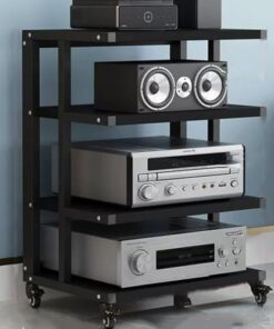 Meuble Audio, Meuble Audio/vidéo, Meuble multimédia avec roulettes de Frein, Rack stéréo 4/5/6 Niveaux, Tour Audio d'angle, Design Ouvert pour Composants Audio/vidéo