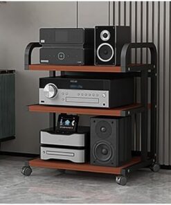 Générique Meuble Audio-vidéo Multifonction à roulettes pour équipement Hi-FI – Solution de Rangement pour la Maison et Le Bureau, Support de Divertissement Mobile à roulettes