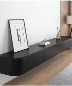 Meuble TV mural flottant, meuble de rangement moderne, étagère flottante avec tiroir, meuble TV de grande capacité pour le divertissement à domicile et l'espace de bureau (noir, 140 x 24 x 2