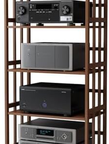 Support multimédia AV à 5 niveaux, support audio stéréo, armoire multimédia, support CD, organisateur de composants stéréo de divertissement pour la maison, le bureau et le cinéma, étagère e