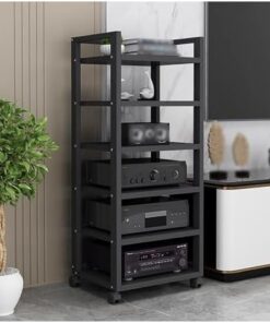 Supports HiFi 6 Niveaux Support multimédia AV Tour de Support Audio/vidéo, Support de Console de Lecteur de disques CD Ouvert/Support stéréo/Armoire de Rangement de Composants, étagères de j