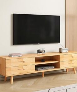 Table TV sans Assemblage, Meuble TV en Bois avec tiroirs, Meuble TV de Divertissement, Console multimédia pour téléviseurs jusqu'à 75 Pouces (Taille : 120 cm)