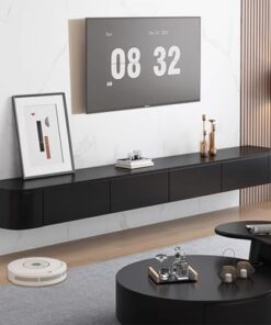 Générique Meuble TV Flottant Moderne | Console multimédia de Divertissement Murale | Grand Banc de Rangement pour Salon et Bureau (Noir, 140 cm)