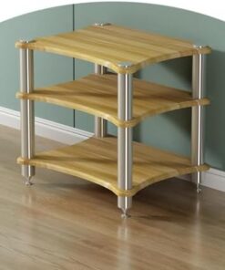 Support HiFi pour imprimante, Support multimédia à 2, 3 ou 4 Niveaux, Meuble TV d'angle, étagères d'angle en Bois, Meuble stéréo Moderne, Armoire de Rangement multimédia Robuste (3 Niveaux)