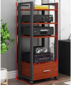 Support stéréo Domestique Support multimédia Audio vidéo avec tiroir et roulettes Support d'imprimante à 3/4/5 Niveaux Armoire pour Composants de Divertissement