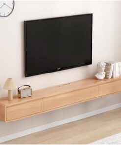 Générique Meuble TV Flottant à Fixation Murale, Console de Rangement pour Centre de Divertissement multimédia avec Porte et Rangement (A, 140 x 24 x 20 cm)