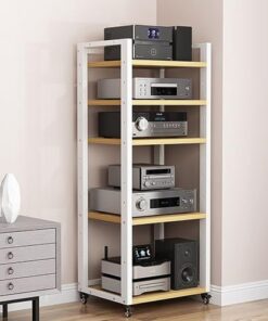 Support multimédia AV 5/6/7/8 niveaux, support mobile pour lecteur de disques DVD CD audio, support de tour, armoire de rangement multimédia réglable, étagère de console d'équipement pour ci