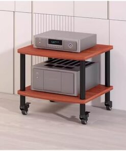 Étagère d'angle pour support multimédia pour tourne-disque, armoire stéréo en métal et bois, 2, 3, 4 étagères, supports de composants audio/vidéo roulants, chariot de rangement, petit espace