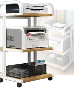 Support multimédia multicouche, support d'imprimante, support multimédia AV à 3 niveaux, armoire de rangement multimédia, étagère en bois réglable en hauteur, armoire multimédia audio vidéo,