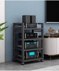 Supports stéréo à 4/5 niveaux pour petits espaces, support multimédia pour composants AV autonome, tour d'armoire audio/vidéo, centre multimédia pour jeux, salon, bureau, hôtel, magasin, sup