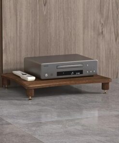 Meuble stéréo pour la Maison, Le Bureau, Le Support HiFi pour Tourne-Disque, étagère d'angle pour la Maison, Le Bureau, Le cinéma, Les Jeux vidéo, Les DVD (Couleur Noyer Noir, 1 Niveau)