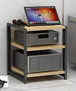 Support multimédia AV avec roulettes | Étagères réglables Tour stéréo | Support Audio Blanc pour étagère de Console de Jeux vidéo | Organisateur d'étagère d'angle pour Salle d'enregistrement