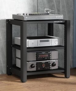 Armoire Rack pour équipement Audio, Support multimédia AV à 5, 4, 3 ou 2 Niveaux, Tour Audio-vidéo avec Pieds antidérapants, Support d'imprimante Vertical (A, Hauteur 64 cm)