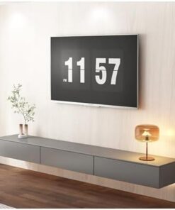 Générique Meuble TV Flottant de Luxe léger Meuble TV Mural pour la Maison Large comptoir avec découpes de Rangement à l'arrière pour Cacher Le câblage (Gris, 160 * 20,5 * 30 cm)