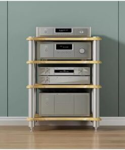 Étagère multimédia AV à 4 niveaux, support de rangement pour DVD, organisateur de CD, support d'affichage, meuble audio domestique commercial, armoire de composants stéréo (l 120 cm/47 pouce