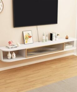 Meuble TV Mural Flottant, Console multimédia, Centre de Divertissement Flottant avec Rangement, Meuble TV Mural, Supports TV Modernes pour Salon. (Blanc 2,120 x 24 x 20 cm)