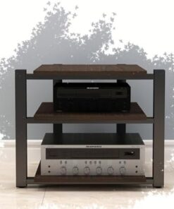 Meuble multimédia AV 2/3/4 Niveaux, étagère Audio-vidéo, Meuble de Rangement multimédia, Support stéréo Moderne, Tour Audio pour équipement Audio HiFi (Noyer Noir, 3 Niveaux)