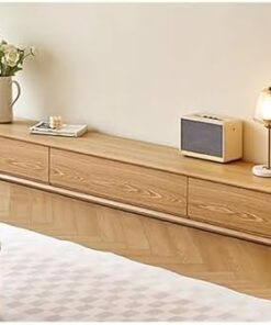 Générique Meuble TV Flottant, unité TV Flottante, Meuble TV en Bois Massif avec tiroirs Profonds, Trous de Gestion, Grande Console multimédia de Divertissement (Jaune, 180 x 40 x 25 cm)