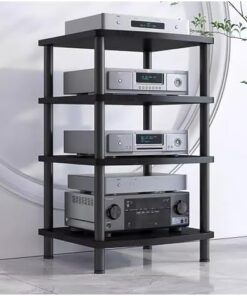 Étagères HiFi, étagères Audio HiFi en métal et Bois, Support multimédia pour amplificateur, Platine Vinyle, récepteur stéréo et équipement Audio/vidéo.