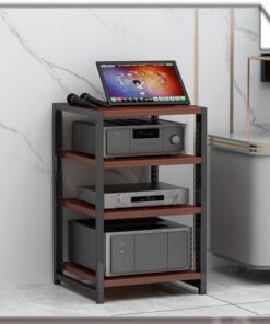 Support multimédia HiFi à 4/5/6 Niveaux, Meuble de Divertissement, amplificateur réglable, Tourne-Disque Mobile, Tour Audio (Teck, 60 cm/23,6 Pouces)