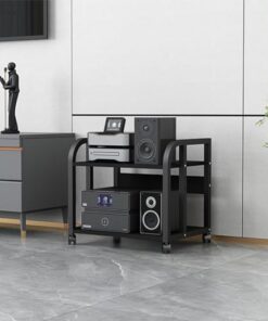 Support multimédia Audio vidéo Mobile, étagère d'angle en Bois pour téléviseur, Composants stéréo de Divertissement, Armoire Audio, étagère de Rangement Ouverte Multifonction pour Bureau à d