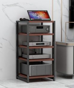 Support multimédia AV, étagère d'angle pour Tourne-Disque, Meuble stéréo, Rack Audio, Tour de Composants, étagères en Bois réglables en Hauteur pour la Maison, Le Bureau ou Le cinéma