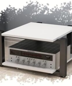 Meuble multimédia AV 2/3/4 Niveaux, étagère Audio-vidéo, Meuble de Rangement multimédia, Rack stéréo Moderne, Tour Audio pour équipement Audio HiFi (Blanc, 2 Niveaux)