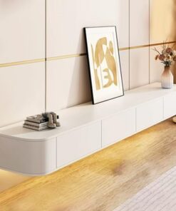 Générique Meuble TV Blanc Meuble TV Flottant pour Salon 240/260/280/300/320 cm Meuble TV Suspendu Console multimédia Banc de Rangement TV (240 x 30 x 25 cm)